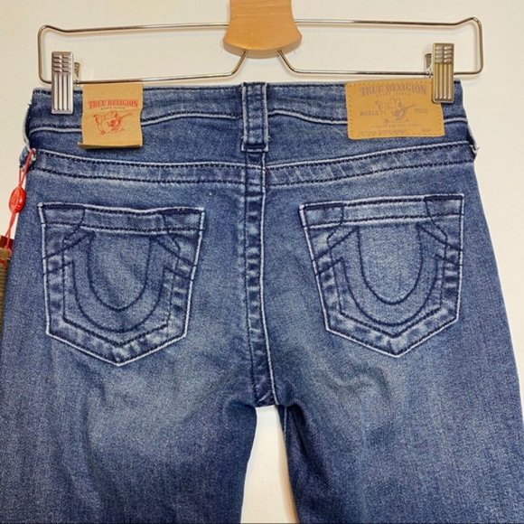 NWT True Religion Halle Velvet Backed Rips Skinny Jean size 24 - Picture 5 of 14